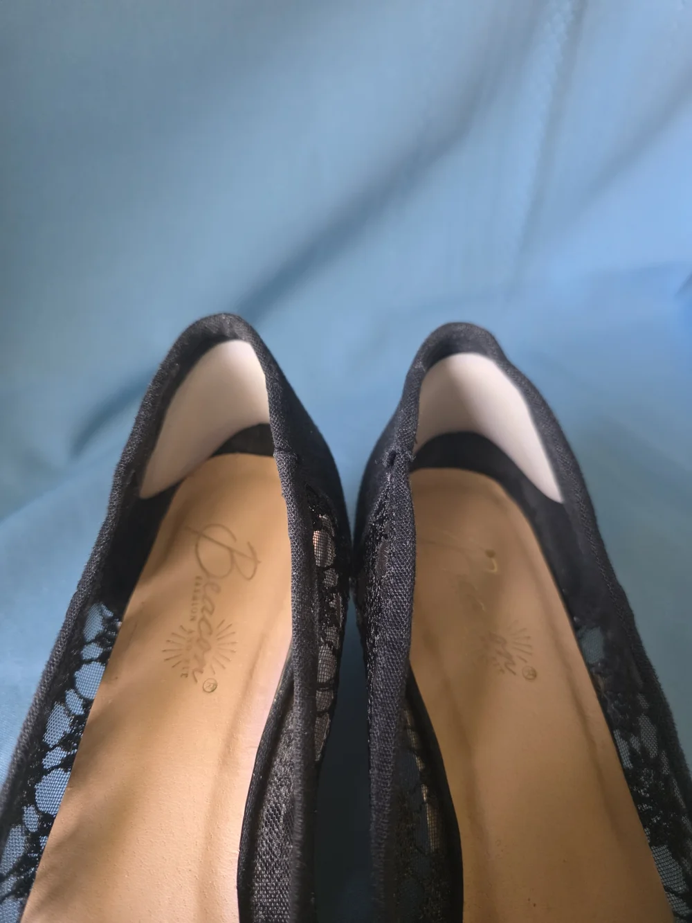 Beacon Black Lace Espadrille Wedge Heels  Size 10N